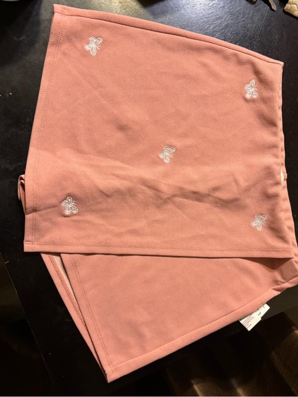 Kids Pink Embroidered Butterfly Skort